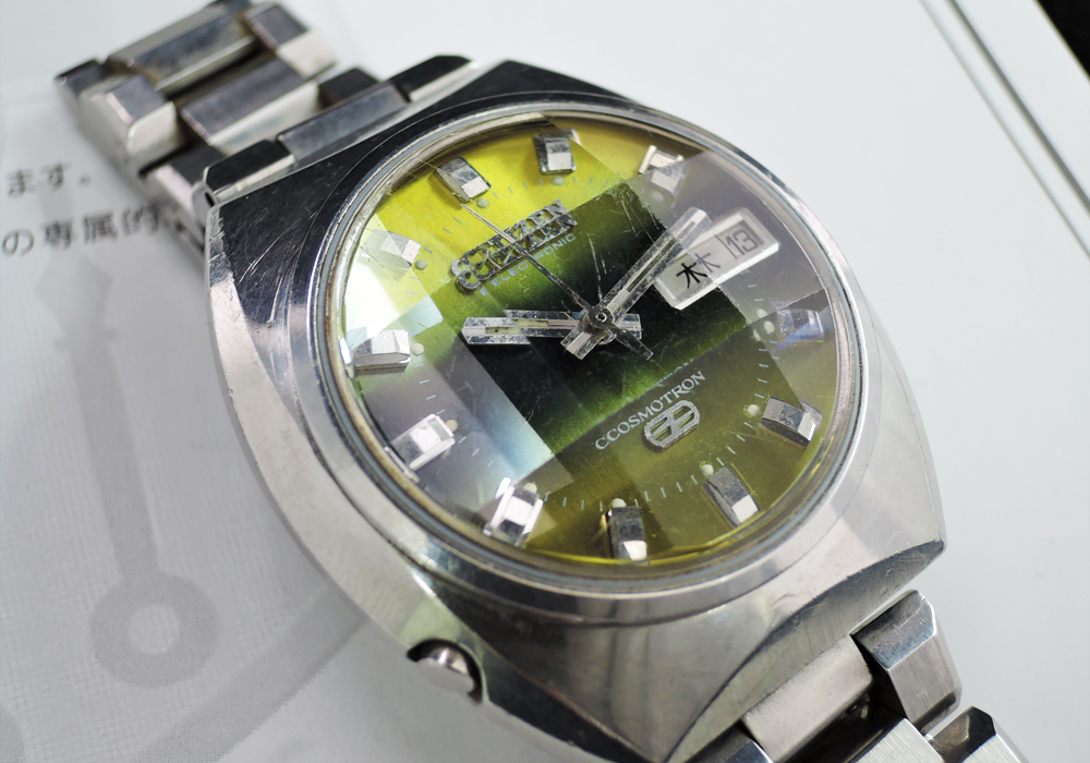 シチズンCITIZEN コスモトロン 7800-870221 男性用腕時計 自動巻 グリーン文字盤 cz4723のイメージ画像