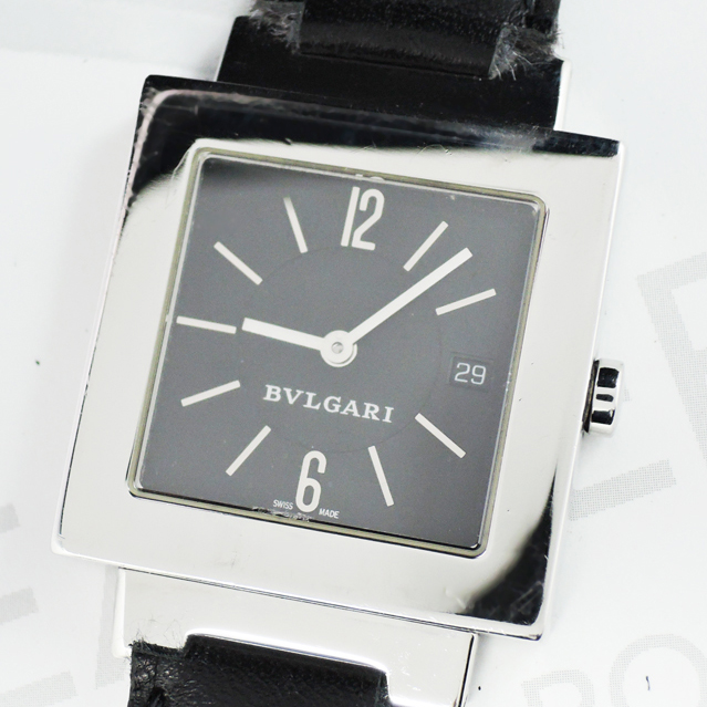 □ブルガリ BVLGARI クアドラード SQ29SSD 黒文字盤 メンズ腕時計