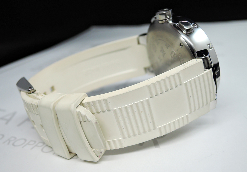 ☆ルイヴィトンLOUIS VUITTON タンブール クロノ Q112E SSx白ラバー メンズ腕時計 自動巻 cz4731のイメージ画像