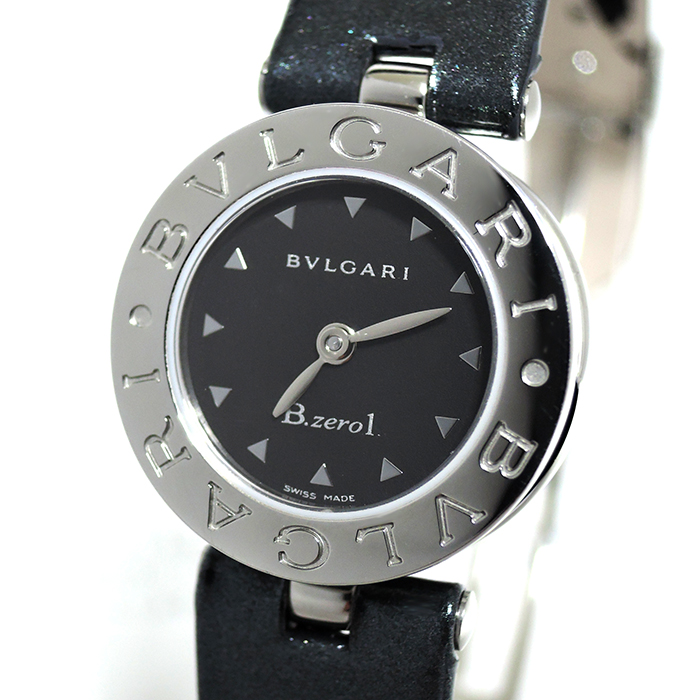 ■ブルガリBVLGARI Bzero1 BZ22S レディース腕時計 SSｘグレーエナメル 黒文字盤 クォーツ式 電池交換済 WO978