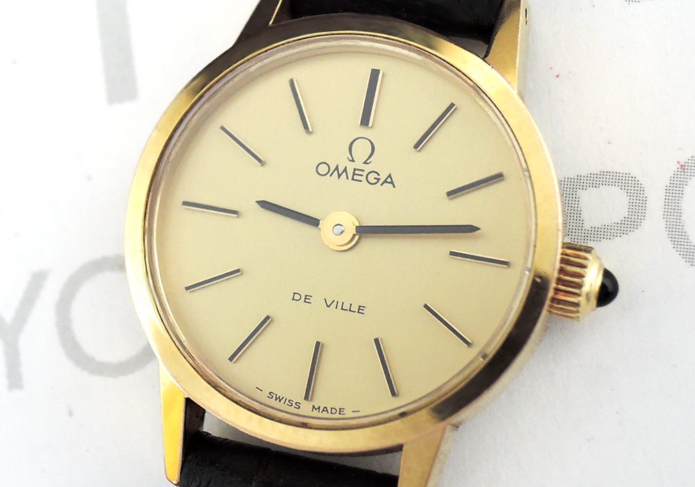 オメガOMEGA デビルDE VILLE レディース腕時計 手巻き ゴールド文字盤