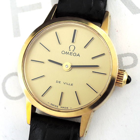 オメガOMEGA デビルDE VILLE レディース腕時計 手巻き ゴールド文字盤 CZ4843