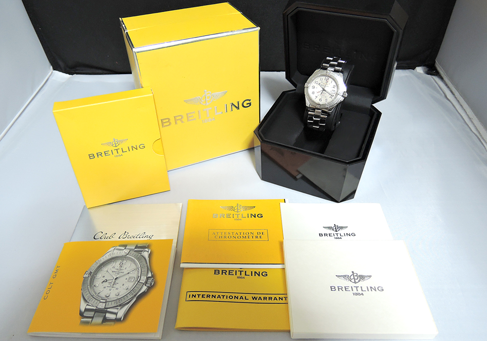 ブライトリングBREITLING コルトGMT A32350/A311G67FA シルバー文字盤 自動巻 保証書 CF4890のイメージ画像