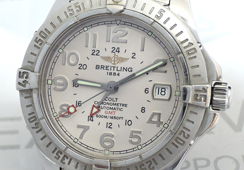 ブライトリングBREITLING コルトGMT A32350/A311G67FA シルバー文字盤 自動巻 保証書 CF4890のイメージ画像