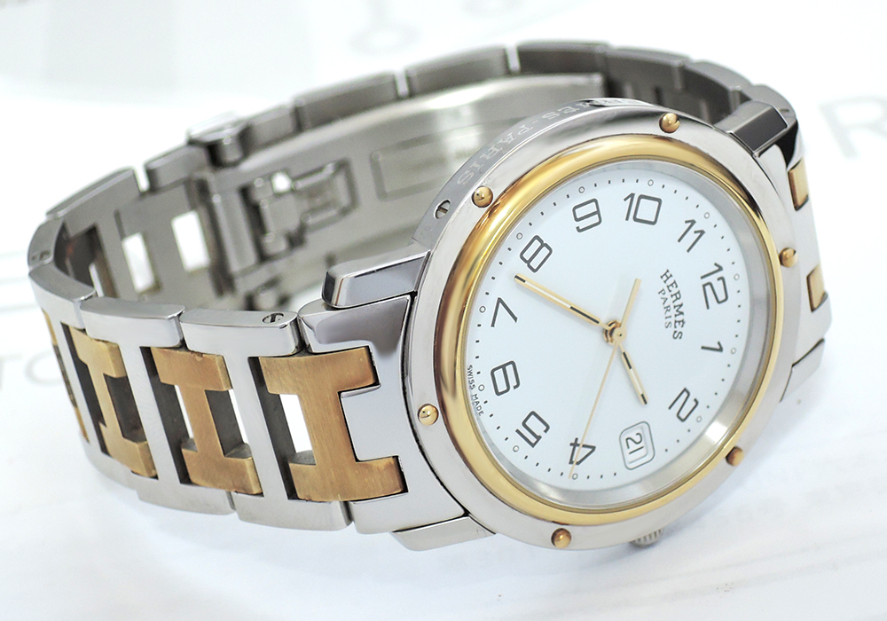 エルメスHERMES クリッパー CL6.720 クォーツ式 メンズ腕時計 白文字盤 コンビ CF4919 - トケナビ - 手数料無料の時計