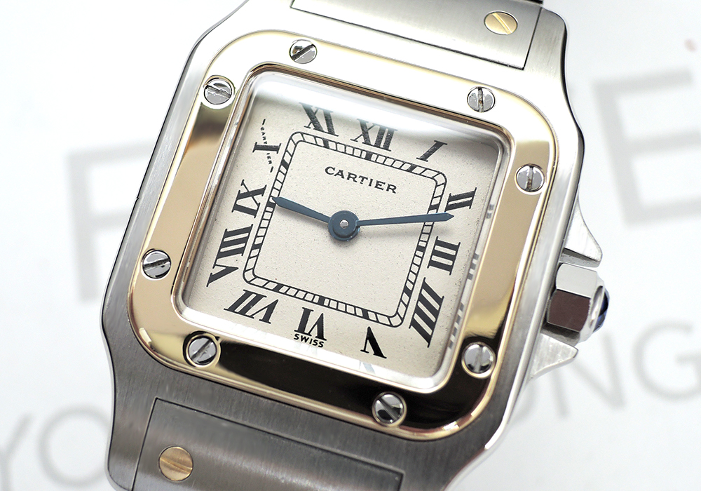 カルティエ Cartier サントスガルベSM クオーツ アイボリー 電池交換＆研磨仕上げ cz4831のイメージ画像