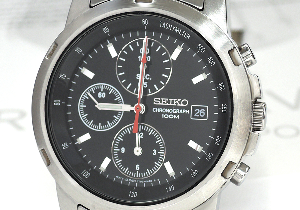 セイコーSEIKO クロノグラフ100M 7T92-0BF0 メンズ腕時計 クォーツ式
