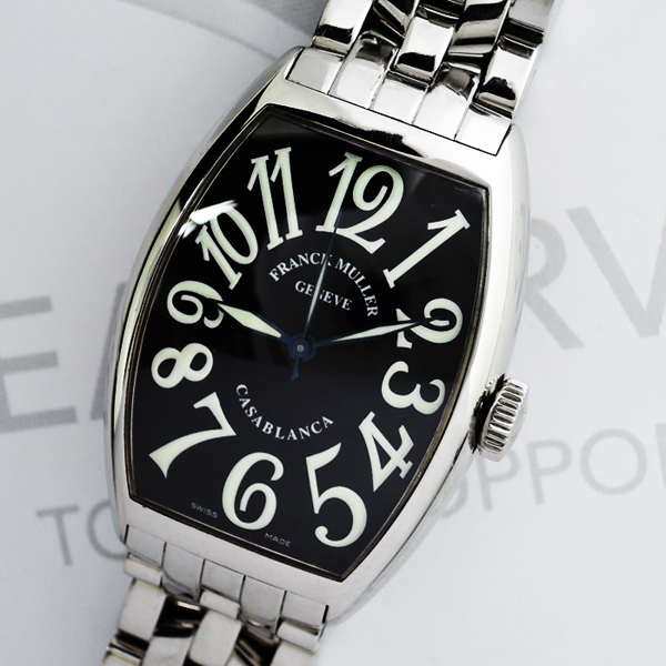 フランクミュラーFRANCK MULLER カサブランカ 5850 黒 SS 保証書有 メンズ腕時計 CF5050