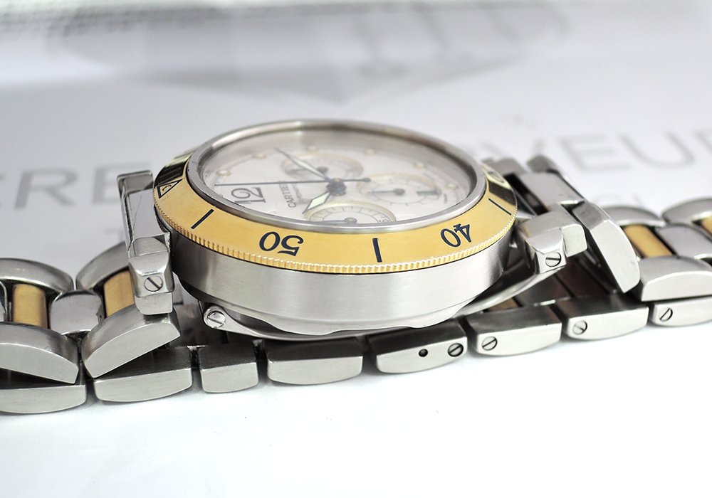 カルティエCartier パシャ38mmコンビ  W31036T6 クロノグラフ 自動巻 腕時計 メンズ  白文字盤 CF5120のイメージ画像