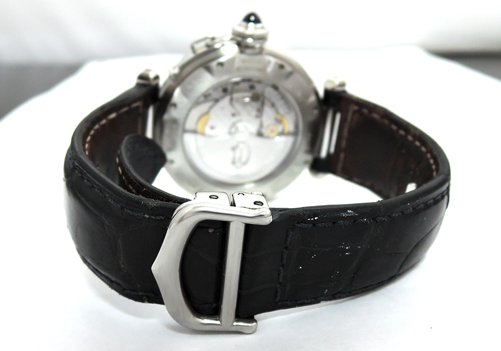 カルティエCartier パシャ38mm グリット W3104055 自動巻 腕時計 メンズ SSｘ黒革 シルバー文字盤 CF5103のイメージ画像