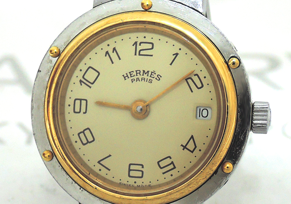 エルメスHERMES クリッパー クォーツ式 クリーム文字盤 コンビ CF5230 - トケナビ - 手数料無料の時計専門マーケットプレイス