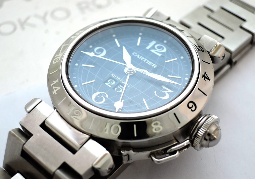 カルティエCartier パシャC メリディアンGMT 2550 自動巻 ビックデイト ボーイズ腕時計 黒文字盤 CF5400のイメージ画像