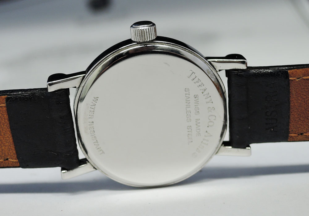 ティファニー TIFFANY & Co. アトラス 純正レザーベルト レディース クォーツ 腕時計 黒文字盤 CF5525のイメージ画像