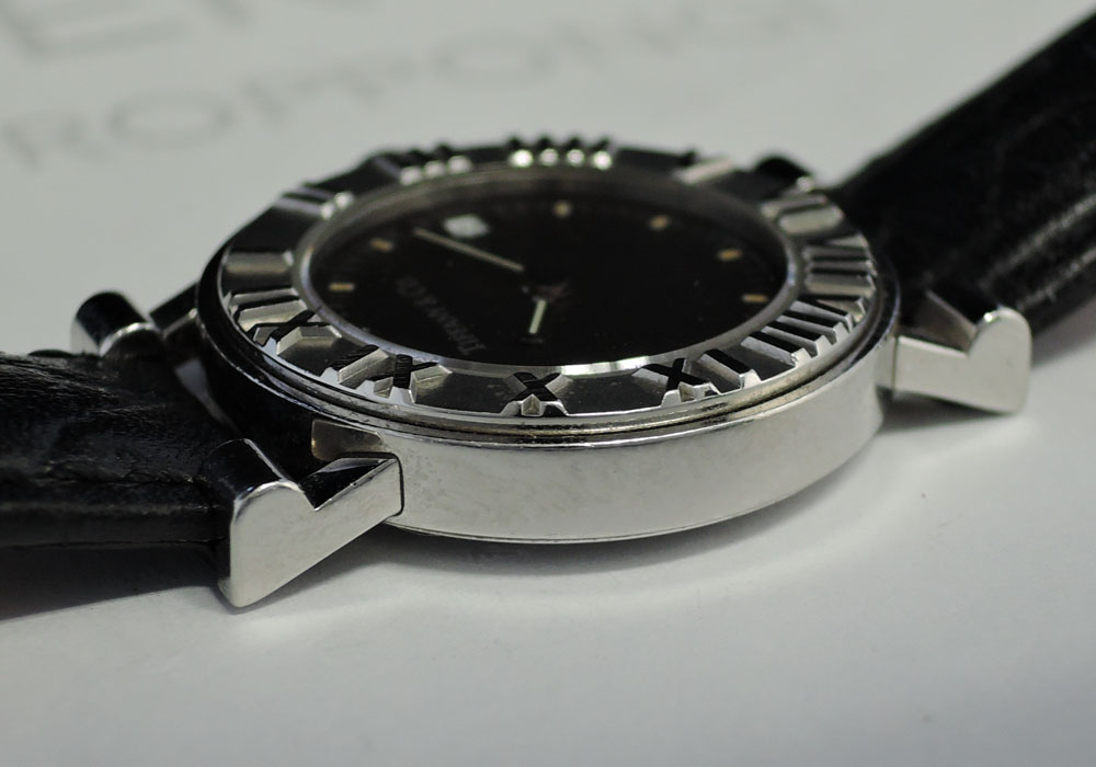ティファニー TIFFANY & Co. アトラス 純正レザーベルト レディース クォーツ 腕時計 黒文字盤 CF5525のイメージ画像