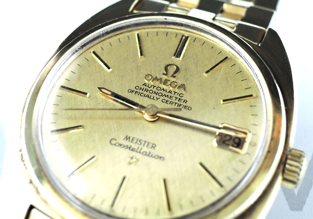 オメガOMEGA マイスター コンステレーション メンズ腕時計 金文字盤 自動巻 SS ブレス CF5551のイメージ画像