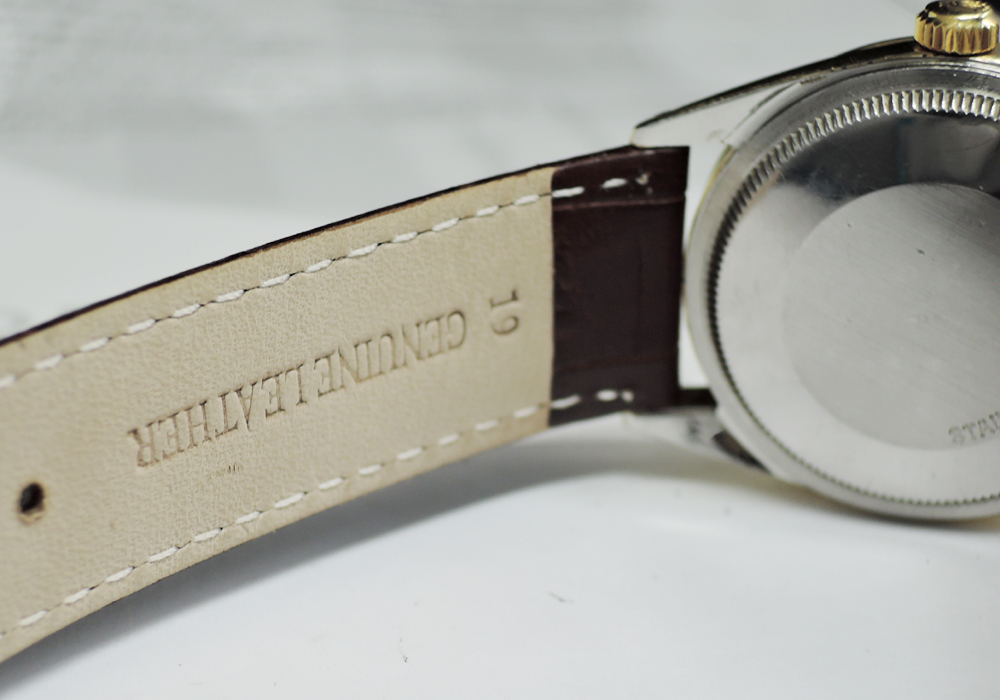 ロレックスROLEX オイスターパーペチュアルデイト1550 5～番 メンズ 腕時計 自動巻 ゴールド文字盤 社外ベルト CF5495のイメージ画像