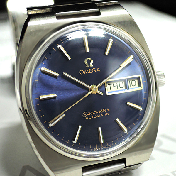 オメガOMEGA シーマスター アンティークモデル メンズ腕時計 自動巻 青