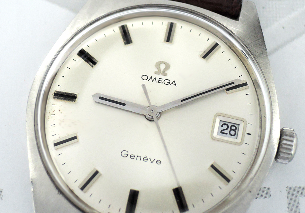 オメガ OMEGA ジュネーブ デイト メンズ腕時計 アンティーク 自動巻 シルバー文字盤 ステンレス 純正新品ストラップ IT5855-38*sのイメージ画像