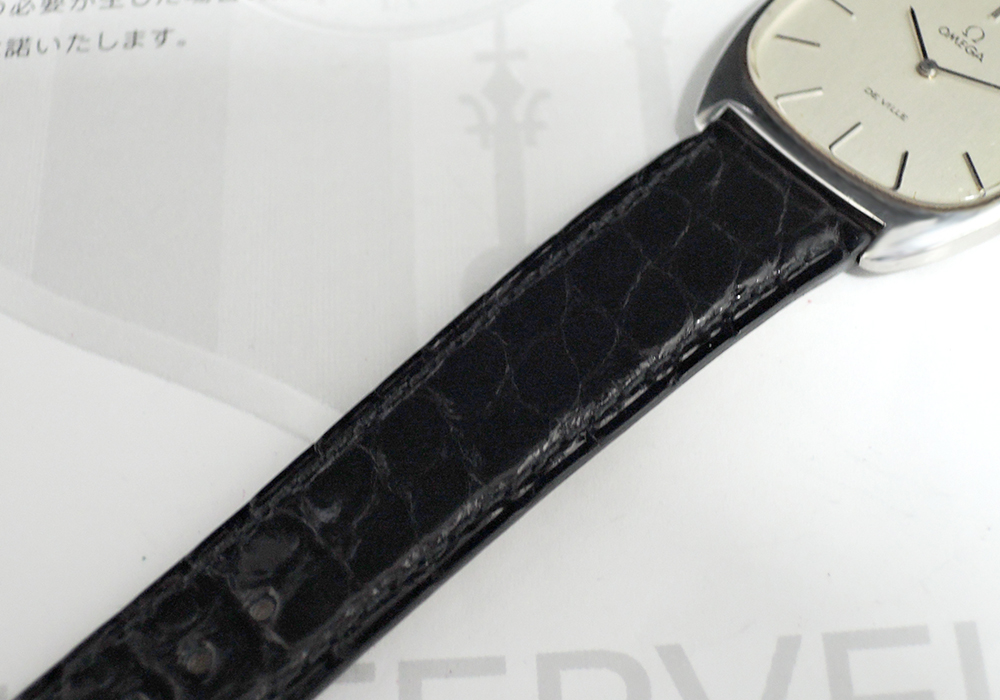 オメガOMEGA デビルDE VILLE アンティーク メンズ腕時計 手巻き 黒文字盤 オメガ純正新品ストラップ IT5859-42*sのイメージ画像