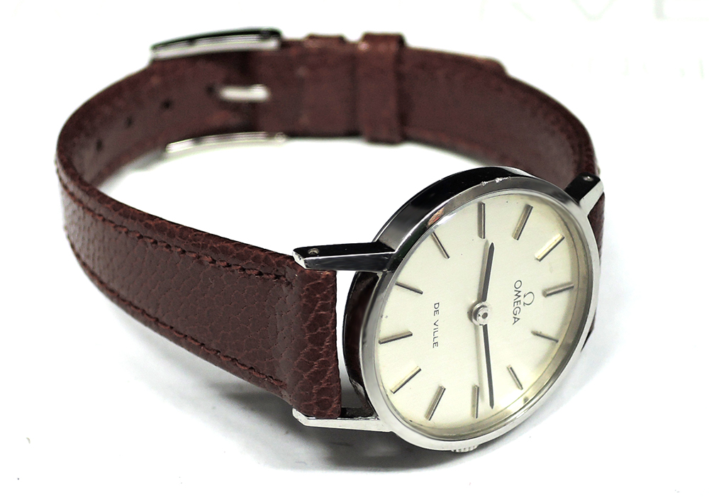 オメガOMEGA デビルDE VILLE アンティーク レディース腕時計 手巻き シルバー文字盤 オメガ純正新品ストラップ IT5860-43*sのイメージ画像