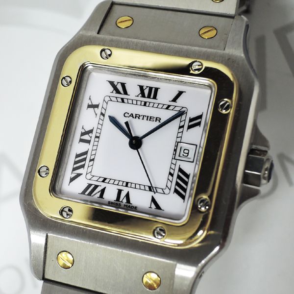 カルティエ Cartier サントスガルベLM 自動巻 コンビ OH済 男性用 腕時計 保証書付 IT6033