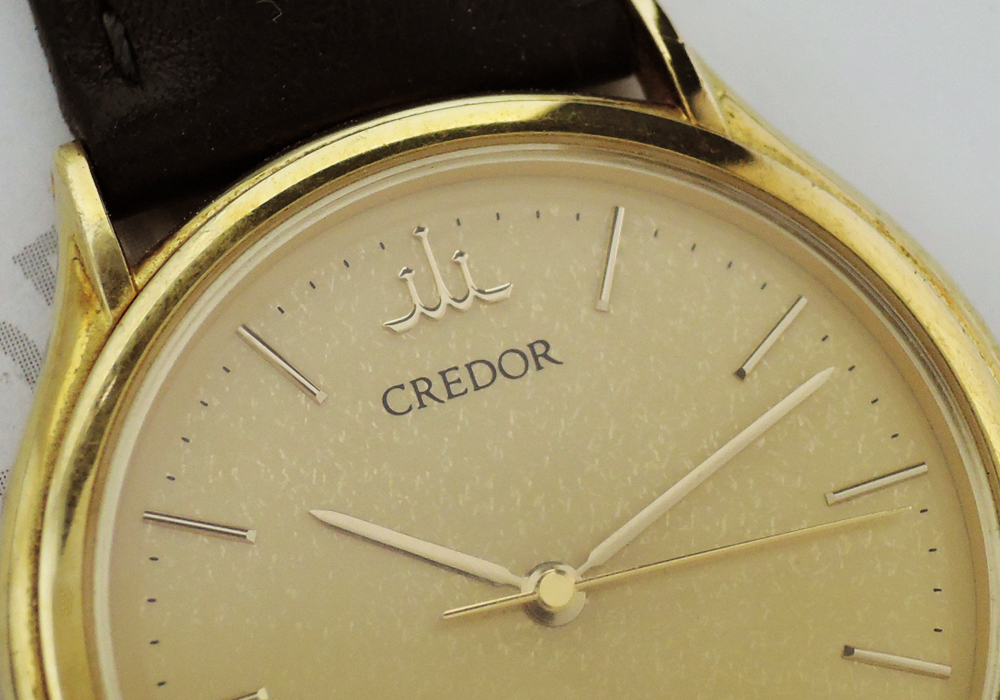 セイコーSEIKO クレドール 7771-6020 男性用腕時計 クォーツ ゴールド文字盤 18KYGx黒革 IT6032のイメージ画像