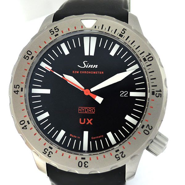 ジンSinn UX 403 UX EZM 2B クオーツ デイト メンズ腕時計 ステンレス ラバーストラップ 黒文字盤 保証書 CF6116