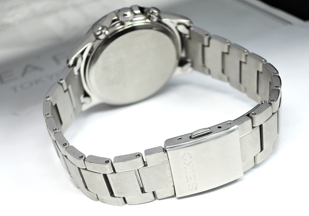 セイコーSEIKO スピリットスマート パーペチュアルソーラー メンズ腕時計 クロノグラフ ソーラー式 ステンレス 黒文字盤 W1221のイメージ画像
