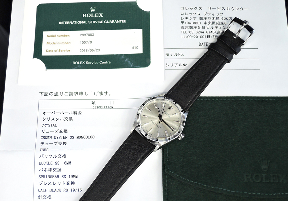 ロレックス ROLEX オイスターパーペチュアル 1007 シルバー文字盤 アンティーク 自動巻 ステンレス メンズ腕時計 日本ロレックス修理 OH済 保証書 IT6163のイメージ画像