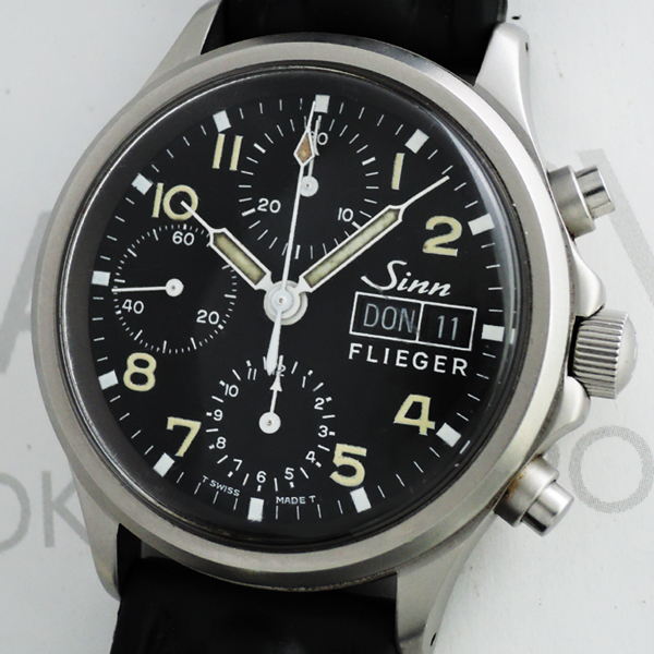 ジン Sinn 356 フリーガー 手巻 黒文字盤 ステンレス メンズ腕時計 プラスティック風防 保証書 2020年OH済 CF7087