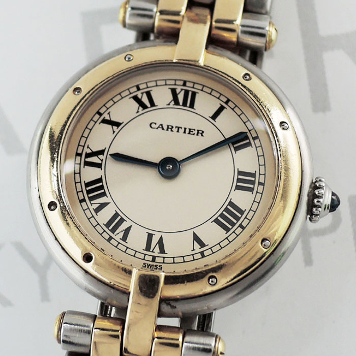 カルティエ Cartier パンテール ラウンド 2ロウ SS YG クオーツ 腕時計 