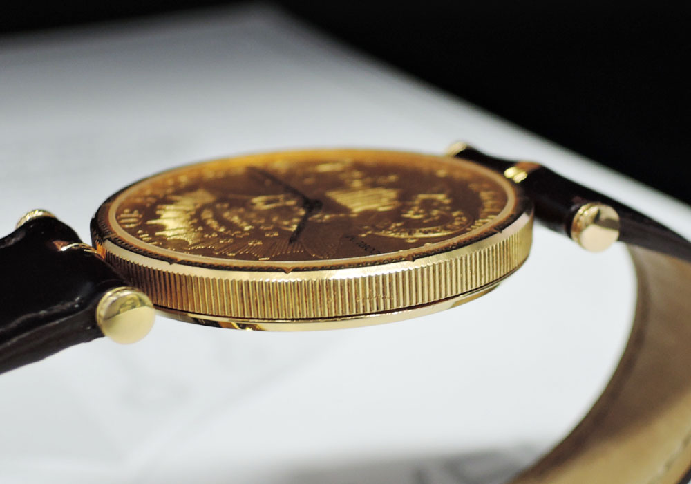 コルムCORUM コインウィッチ $20 1904 アンティーク クォーツ ゴールド文字盤 カミーユフォルネ K18YG メンズ 腕時計 IW7371のイメージ画像