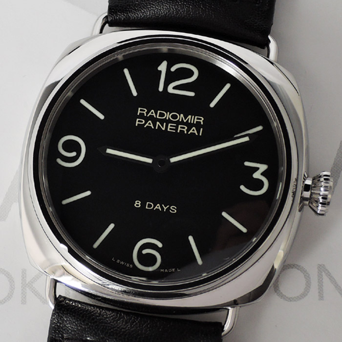 パネライ PANERAI ラジオミール ベース 8デイズ アッチャイオ PAM00610 シースルーバック ステンレススチール×レザー 手巻き メンズ 腕時計 保証書 箱 IW7395