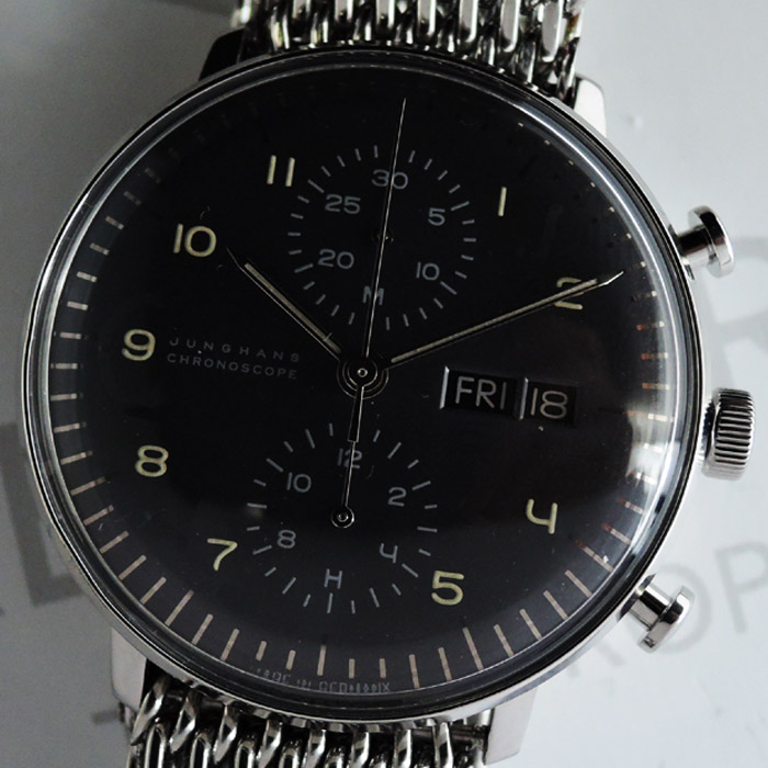 ユンハンス JUNGHANS マックスビル クロノスコープ 027/4501.01 クロノグラフ メンズ 腕時計 自動巻 保証書 IW7401のイメージ画像
