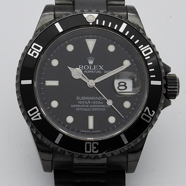 ロレックス Rolex サブマリーナ デイト シリアルV ルーレット PVD加工 黒 16610 自動巻 CR000005