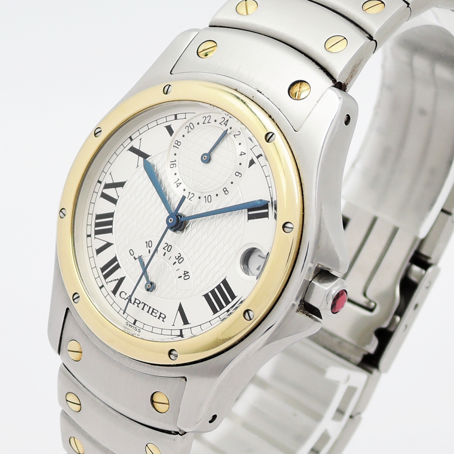 カルティエ サントス ロンド W20038R3 GMT 150周年記念モデル 自動巻き Santos Ronde Aviator YG/SS AT Silver Roman C002382のイメージ画像