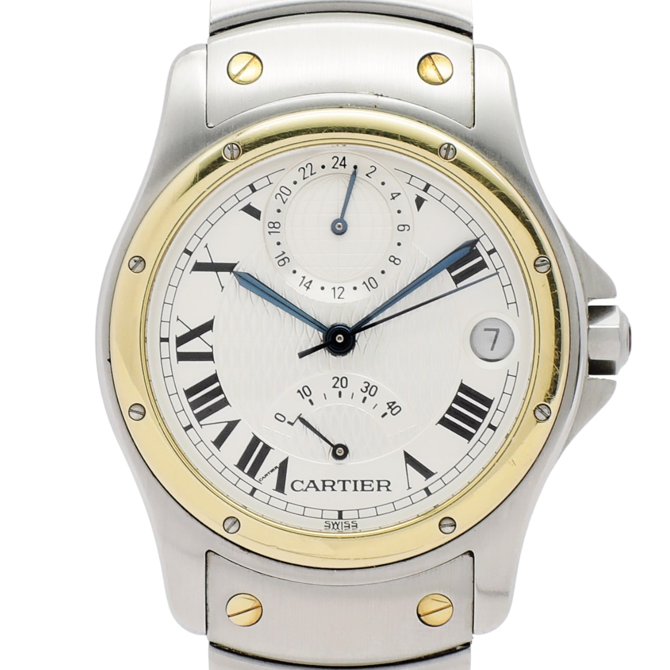 カルティエ サントス ロンド W20038R3 GMT 150周年記念モデル 自動巻き Santos Ronde Aviator YG/SS AT Silver Roman C002382のイメージ画像