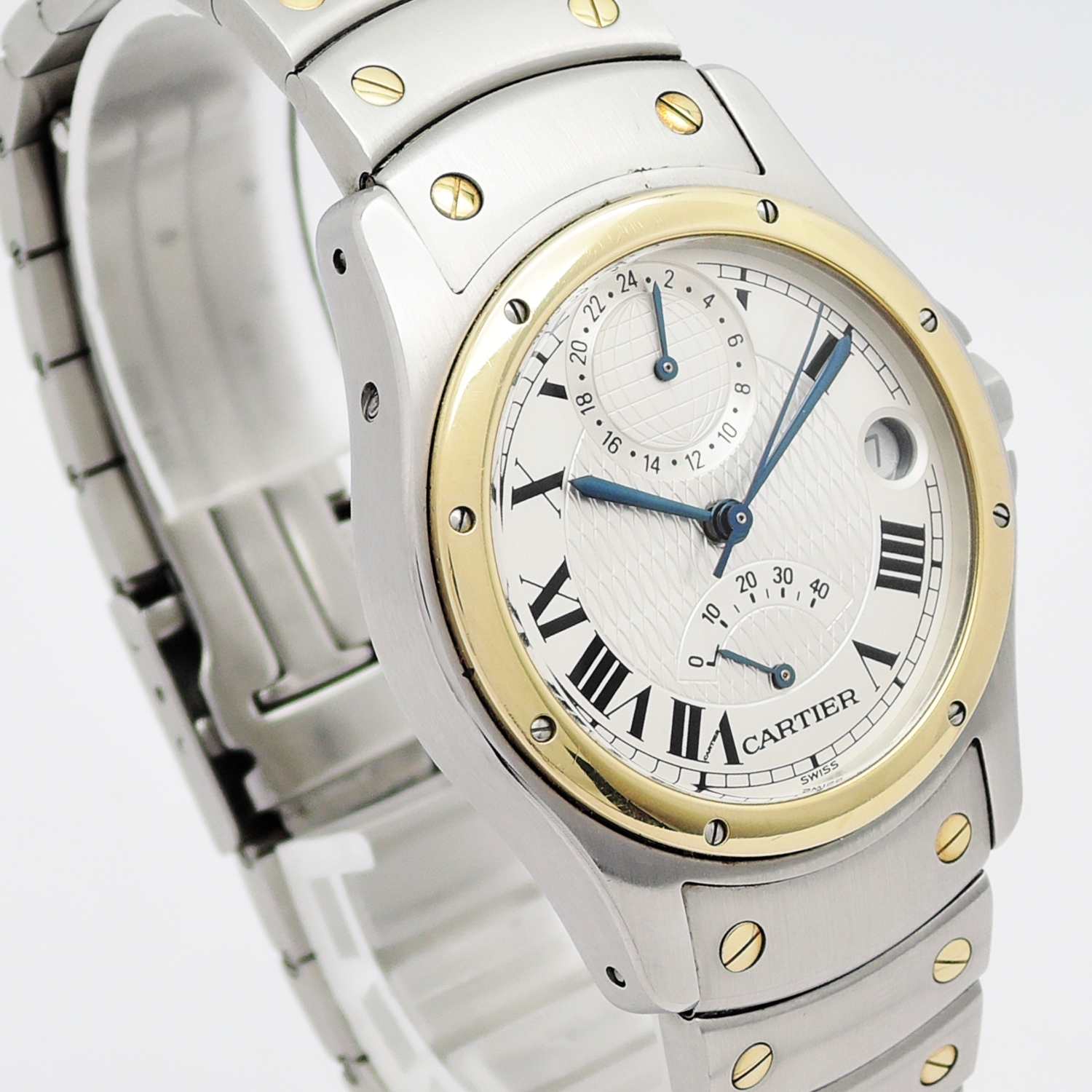 カルティエ サントス ロンド W20038R3 GMT 150周年記念モデル 自動巻き Santos Ronde Aviator YG/SS AT Silver Roman C002382のイメージ画像
