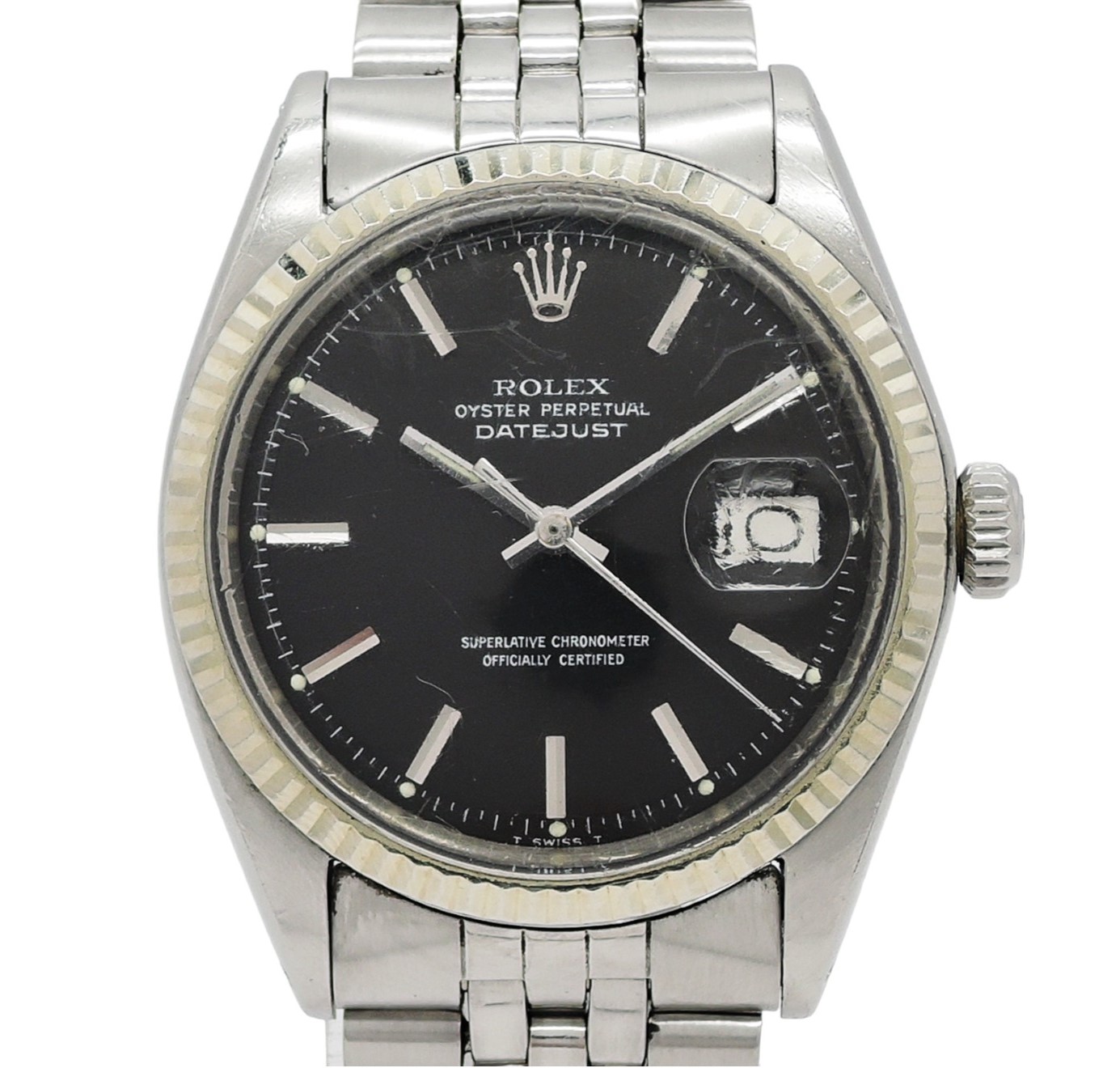 ロレックス デイトジャスト 36 1601 AT 文字盤ブラック 18㎝ ROLEX DATEJUST C004220のイメージ画像