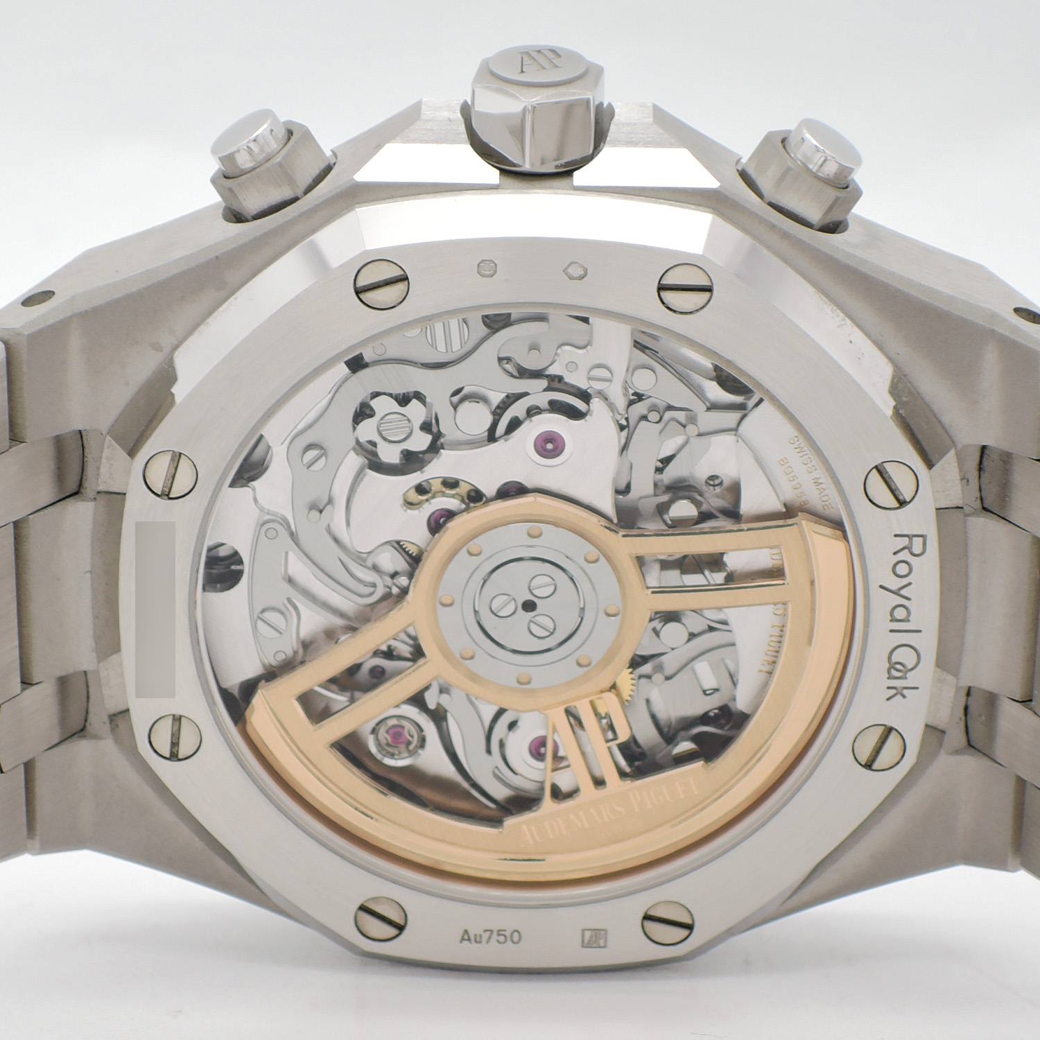 オーデマ・ピゲ ロイヤルオーク クロノグラフ フロステッドゴールド グレー／ブラックダイヤル AT 19cm AUDEMARS PIGUET Royal Oak Chronograph Frosted White Gold 26240BC.GG.1324BC.01 C004388のイメージ画像