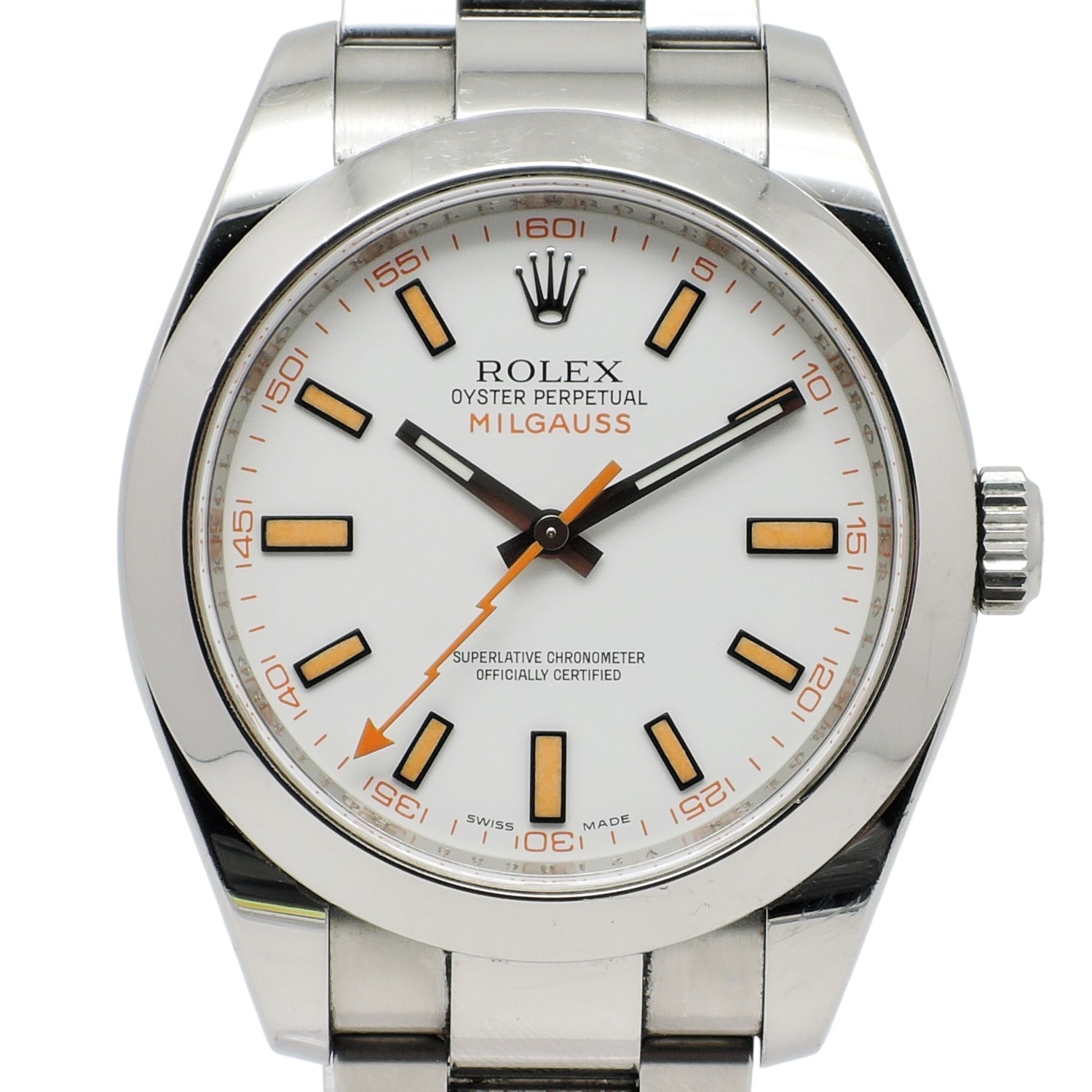 ロレックス ミルガウス 116400 2017年保証書 白 ホワイト 17.5cm ROLEX Milgauss 40 White C005042のイメージ画像