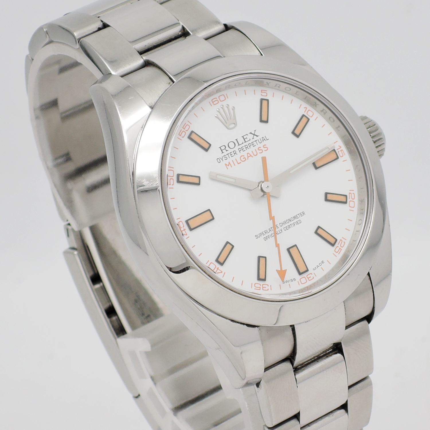 ロレックス ミルガウス 116400 2017年保証書 白 ホワイト 17.5cm ROLEX Milgauss 40 White C005042のイメージ画像