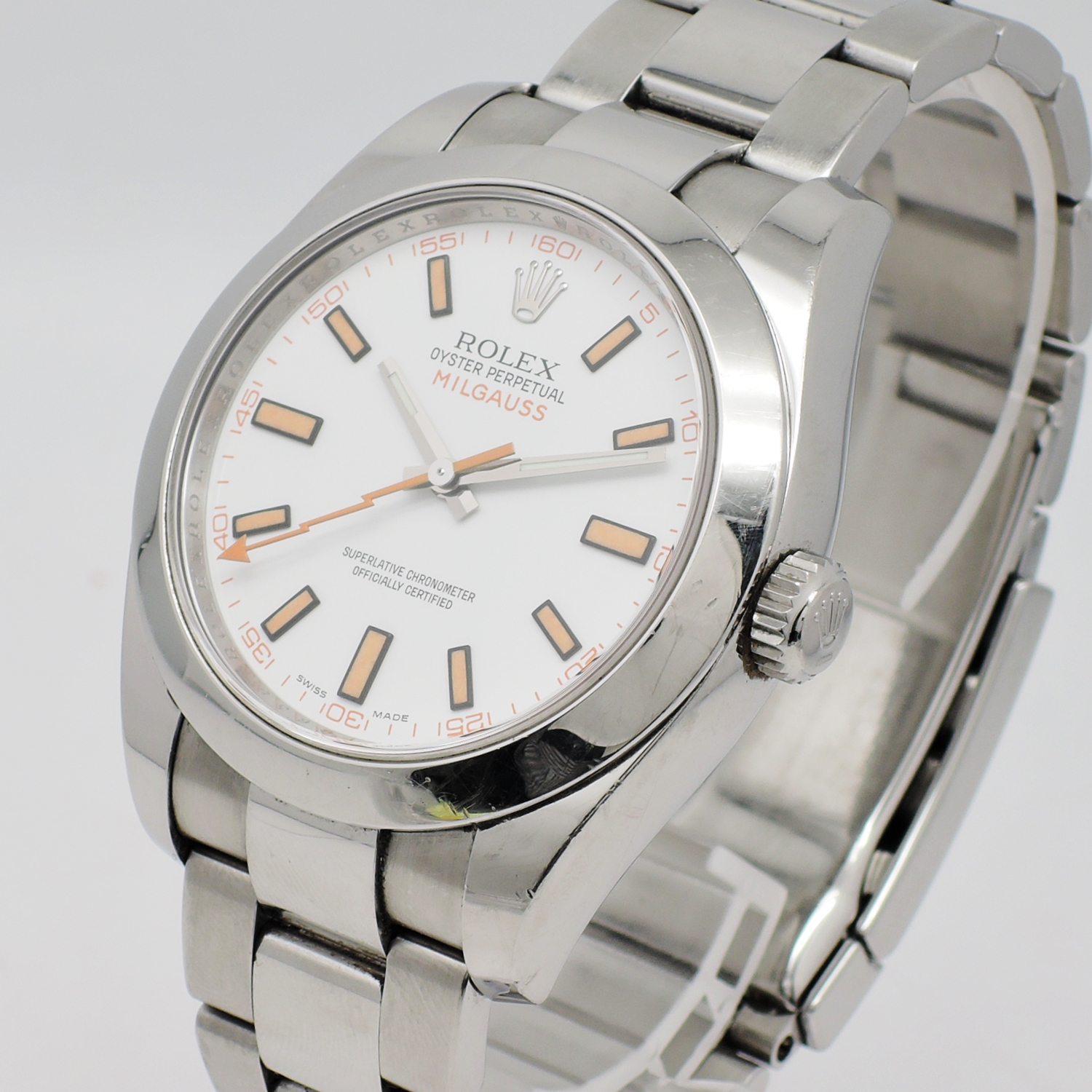 ロレックス ミルガウス 116400 2017年保証書 白 ホワイト 17.5cm ROLEX Milgauss 40 White C005042のイメージ画像
