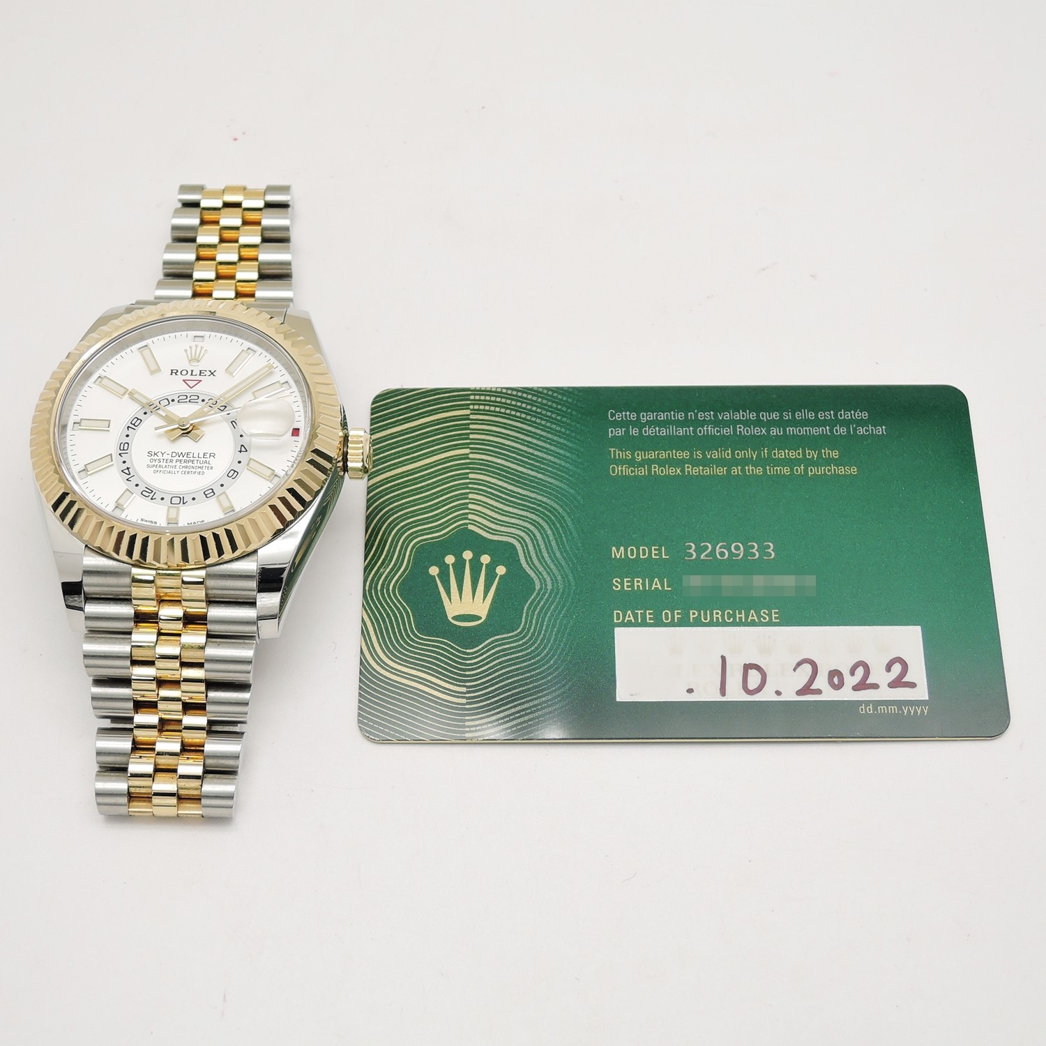 ロレックス スカイドゥエラー 326933 2022年保証書 ホワイト 白 ジュビリー Jubilee 18.5㎝ ROLEX Sky-Dweller 42 White C005958のイメージ画像