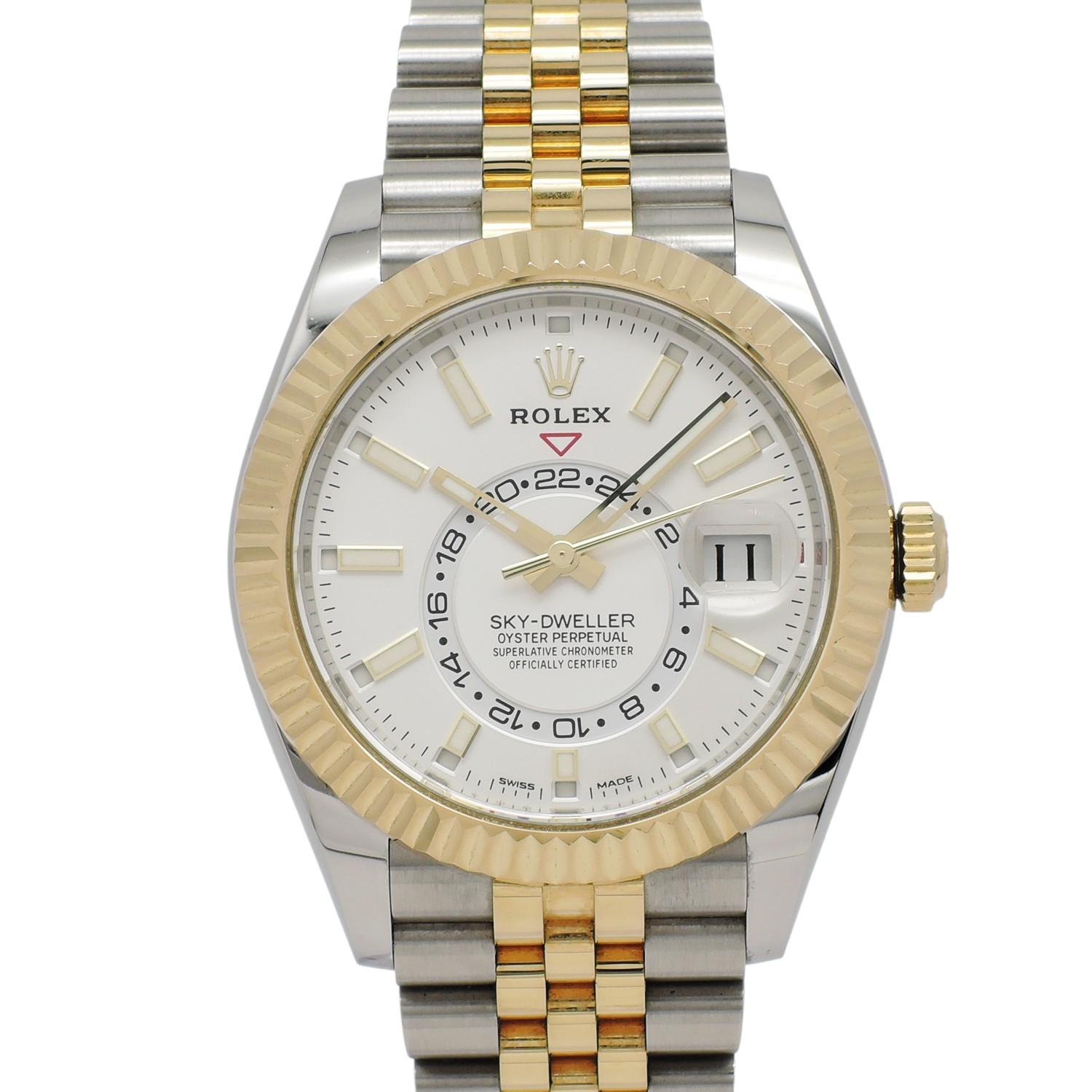 ロレックス スカイドゥエラー 326933 2022年保証書 ホワイト 白 ジュビリー Jubilee 18.5㎝ ROLEX Sky-Dweller 42 White C005958