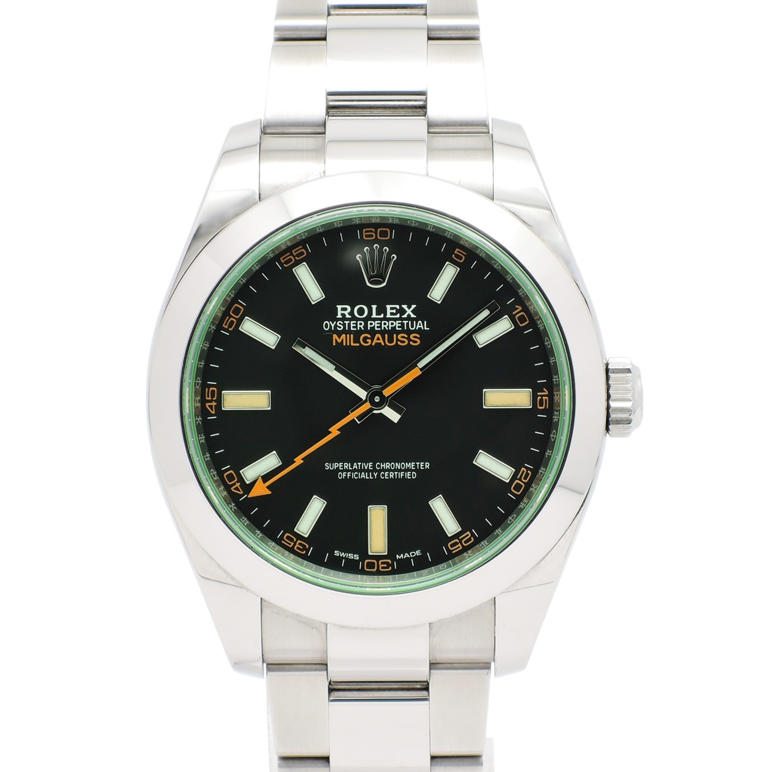 ロレックス ミルガウス 116400GV 2022年保証書 ブラック 黒 AT 17.5㎝ ROLEX Milgauss 40 Black C005964