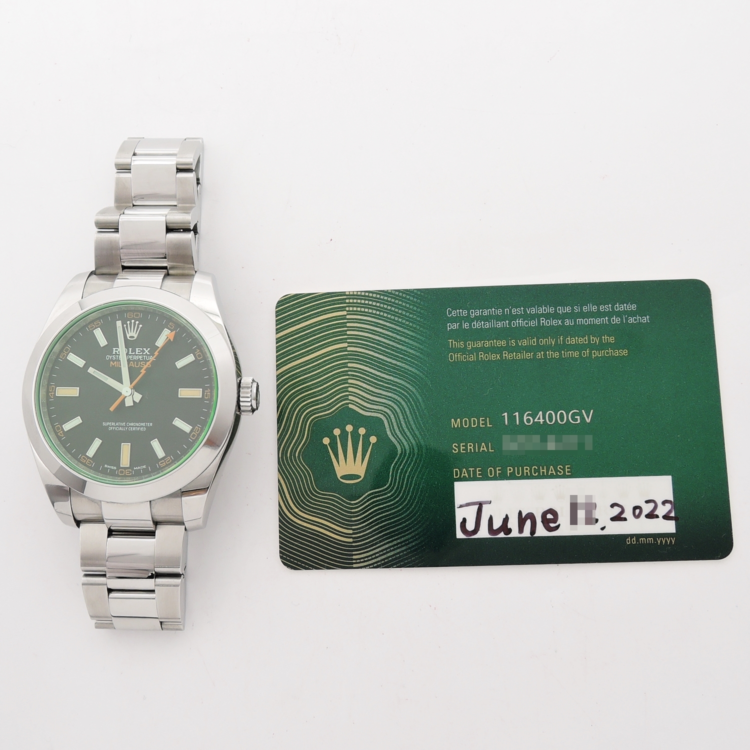 ロレックス ミルガウス 116400GV 2022年保証書 ブラック 黒 AT 17.5㎝ ROLEX Milgauss 40 Black C005964のイメージ画像