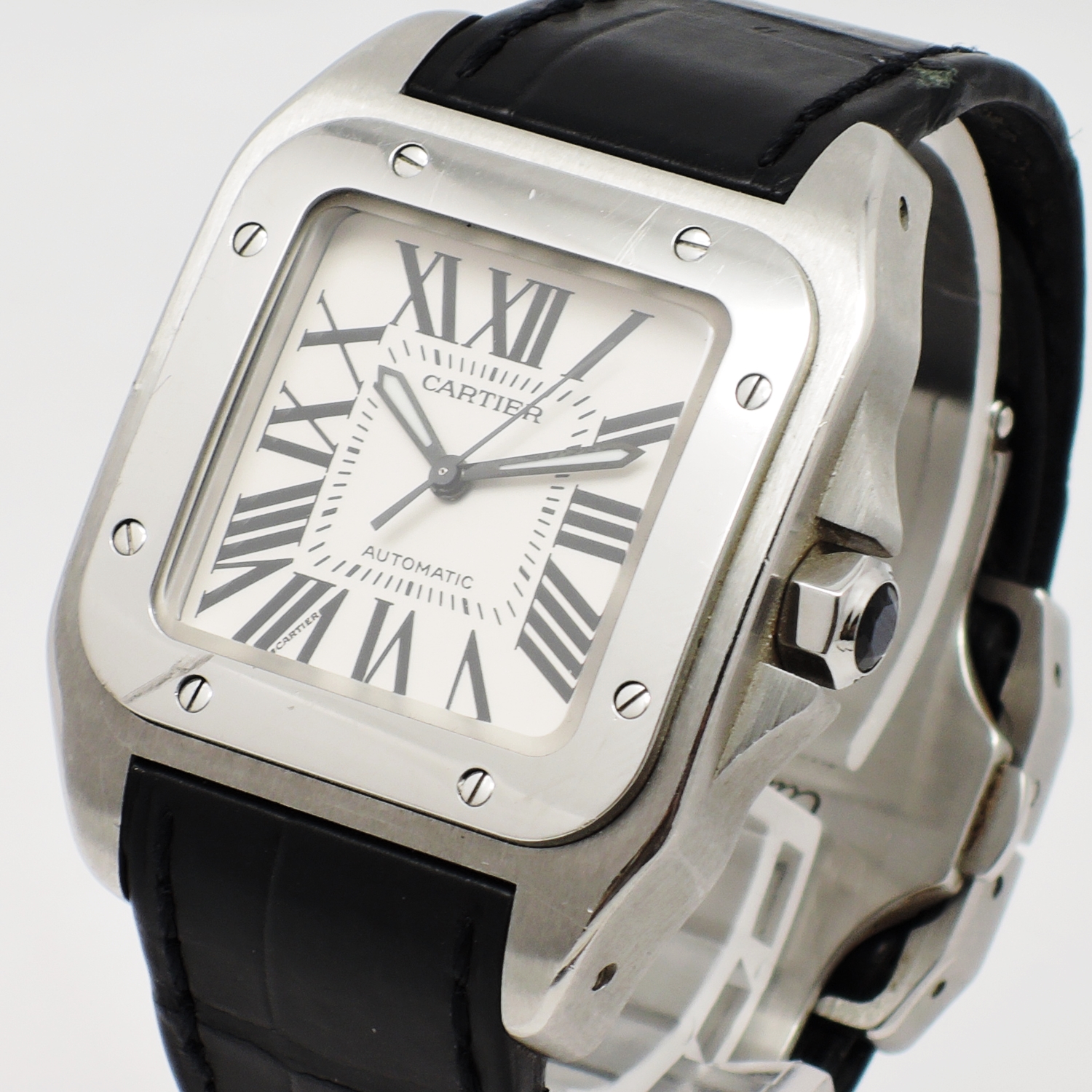 カルティエ サントス 100 MM W20106X8 白 ホワイト 17㎝ 2009年保証書 Cartier Santos 100 MM WhiteRoman C005905のイメージ画像