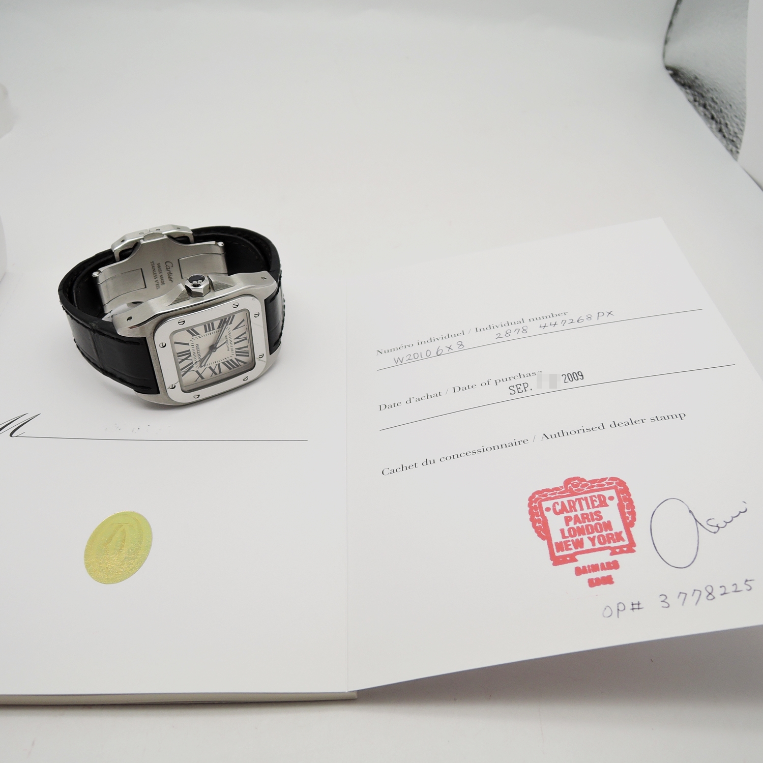 カルティエ サントス 100 MM W20106X8 白 ホワイト 17㎝ 2009年保証書 Cartier Santos 100 MM WhiteRoman C005905のイメージ画像