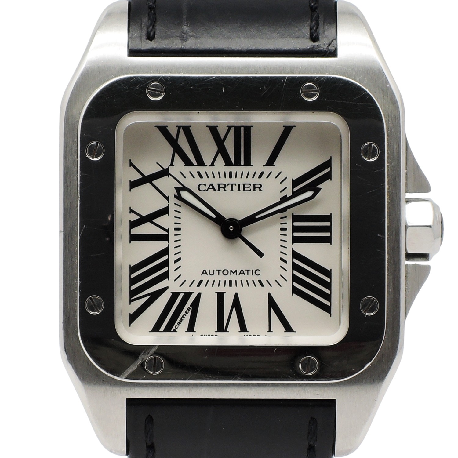 カルティエ サントス 100 MM W20106X8 白 ホワイト 17㎝ 2009年保証書 Cartier Santos 100 MM WhiteRoman C005905のイメージ画像